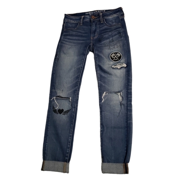 American Eagle Jeans with Patches, Size 00 - Picture 5 of 17